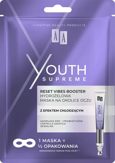 AA Youth Supreme, Reset Vibes Booster, Hydrożelowa maska na okolice oczu z efektem chłodzącym
