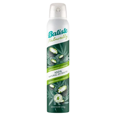 Batiste Naturally, Plant-Powered Dry Shampoo Coconut Milk & Hemp Seed Oil (Suchy szampon do włosów)