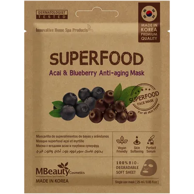 MBeauty Superfood, Acai & Blueberry Anti-aging Mask (Odmładzająca maska do twarzy)