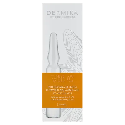 Dermika Esthetic Solutions, Vit C, Intensywna kuracja rozświetlająca anti-age w ampułkach na noc