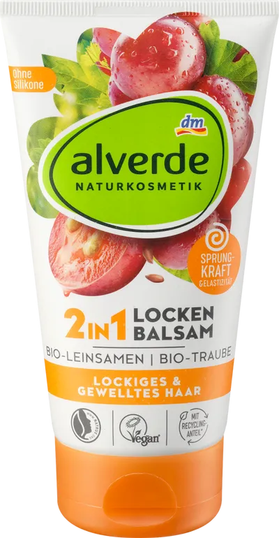 Alverde 2in1 Balsam Locken Bio-Leinsamen, Bio-Traube (Balsam do włosów kręconych 2 w 1 z siemieniem lnianym i winogronem)