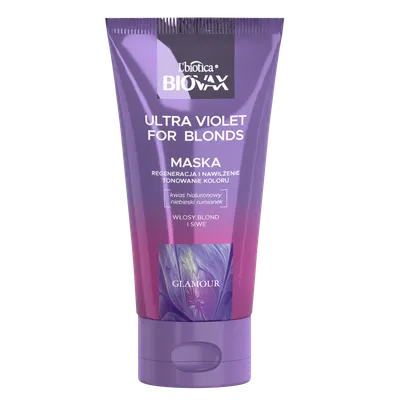 L'biotica Biovax Ultra Violet for Blonds, Regeneracja i Nawilżenie, Tonowanie koloru, Maska do włosów blond i siwych