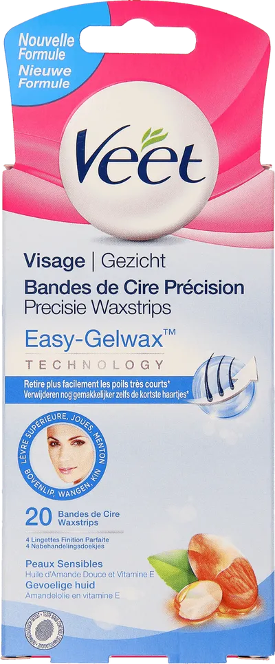 Veet Easy-Gelwax Technology, Plastry z woskiem do depilacji twarzy do skóry wrażliwej