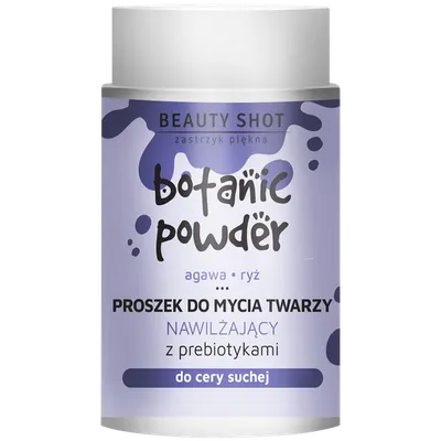 Beauty Shot Botanic Powder, Proszek do mycia twarzy nawilżający z prebiotykami `Agawa, ryż`