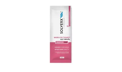 Solverx Sensitive Skin, Maska do twarzy, szyi i dekoltu