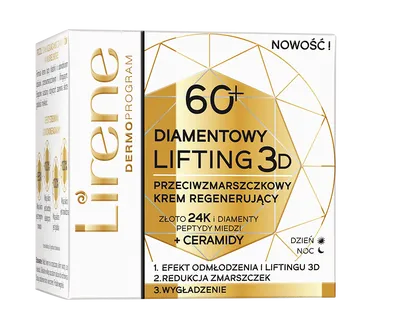 Lirene Dermoprogram Diamentowy Lifting 3D, Przeciwzmarszczkowy krem regenerujący 60+