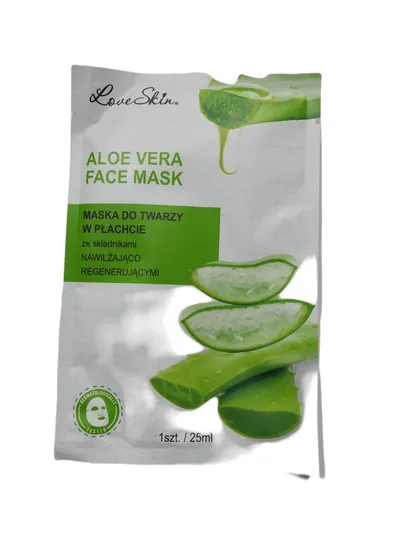 Love Skin Aloe Vera, Face Mask (Maska do twarzy w płachcie z ekstraktem z aloesu)