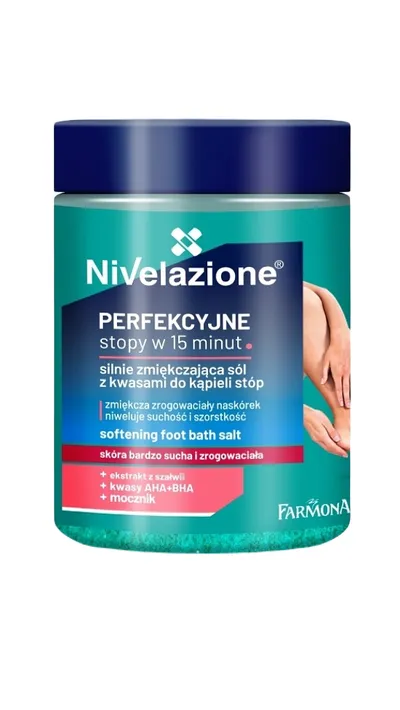 Nivelazione Silnie zmiękczająca sól do kąpieli stóp z kwasami AHA+BHA