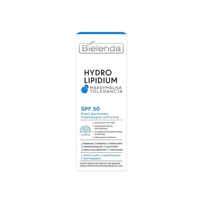 Bielenda Hydro Lipidium Maksymalna Tolerancja, Krem barierowy nawilżająco-ochronny SPF 50