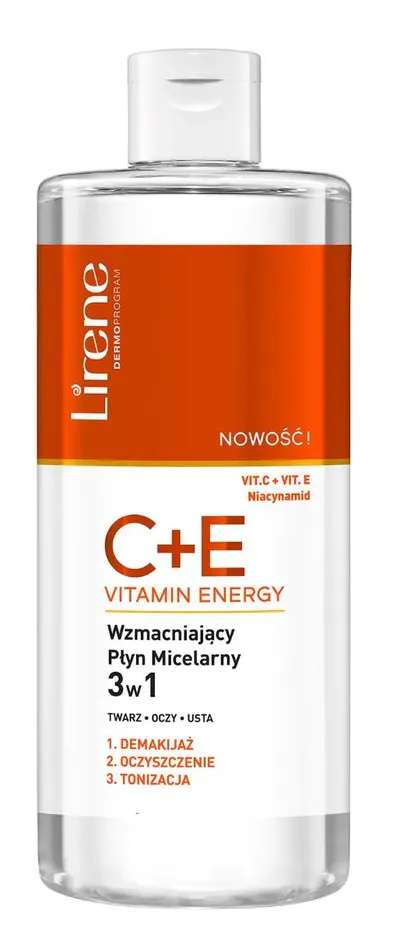 Lirene Dermoprogram C+E Vitamin Energy, Wzmacniający płyn micelarny 3w1