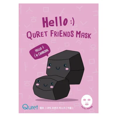 Quret Friends Masks, Hello! I'm Charcoal Sheet Mask (Maska w płachcie z ekstraktem z węgla)