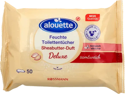 Alouette Deluxe, Feuchte Toilettentücher mit Sheabutter-Duft (Papier toaletowy nawilżany o zapachu masła shea)