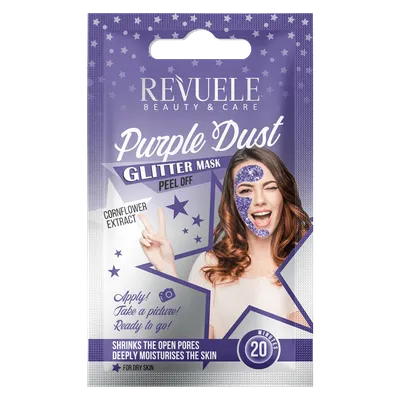 Revuele Glitter Mask Purple Dust (Brokatowa maska peel-off do twarzy z ekstraktem z bławatka)