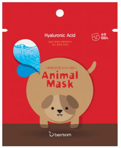 Berrisom Animal Mask Series, Dog Hyaluronic Acid Mask (Intensywnie nawilżająca maska w płachcie `Pies`)