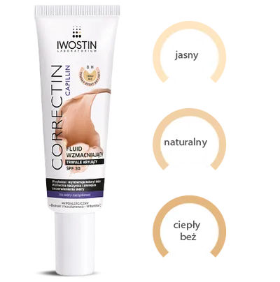 Iwostin Correctin Capillin, Fluid wzmacniający trwale kryjący dla skóry naczynkowej SPF 30