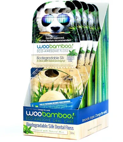 WooBamboo! Biodegradable Silk Dental Floss (Nić dentystyczna o smaku miętowym)