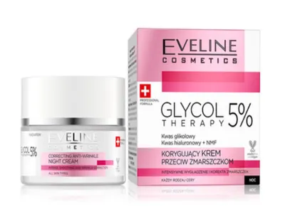 Eveline Cosmetics Glycol Therapy 5%, Krem przeciwzmarszczkowy na noc