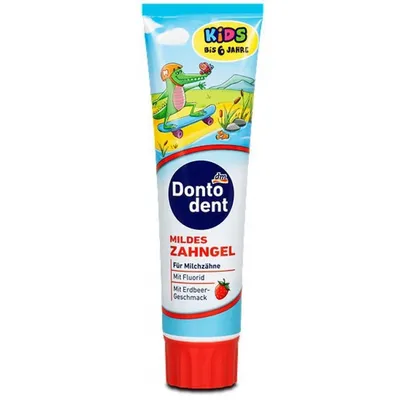 Dontodent Kids, Raspberry Toothpaste (Pasta do zębów dla dzieci z fluorem o smaku malinowym 0-6 lat)