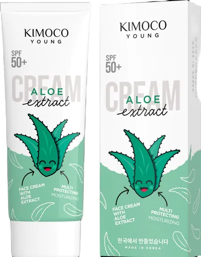 Kimoco Beauty Young, Aloe Extract Cream SPF50+ (Nawilżająco - kojący krem na dzień SPF50+)
