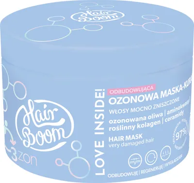 HairBoom O3zon, Odbudowująca ozonowa maska-kuracja do mocno zniszczonych włosów