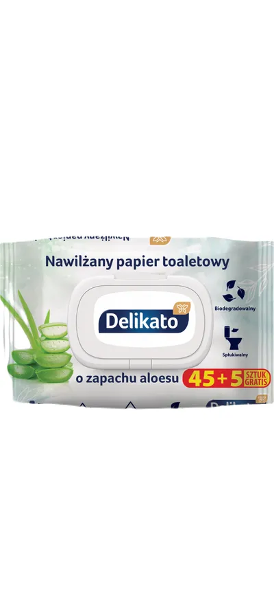 Delikato Nawilżany papier toaletowy o zapachu aloesu