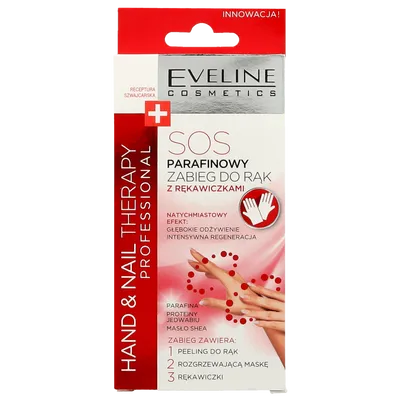 Eveline Cosmetics Hand & Nail Therapy Professional, SOS parafinowy zabieg do rąk z rękawiczkami Peeling + Maska