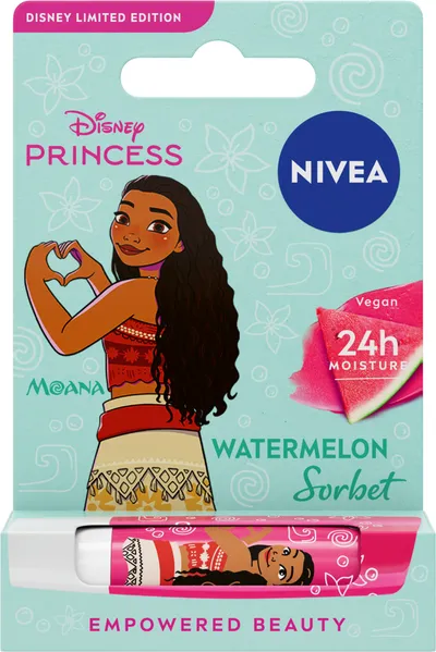 Nivea Disney Princess, Moana, Watermelon Sorbet, Lip Balm (Pielęgnująca pomadka do ust o zapachu arbuza)