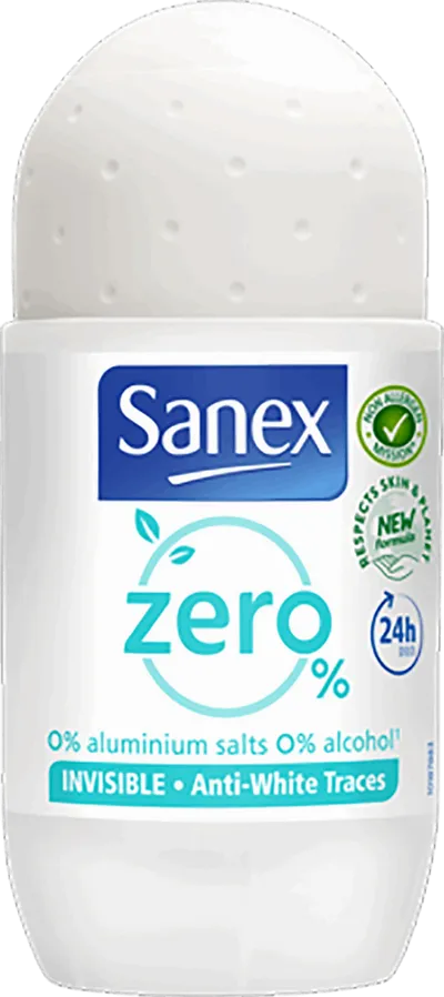 Sanex Zero 0% Invisible Deodorant Roll-on (Dezodorant w kulce 24h, przeciw białym śladom)