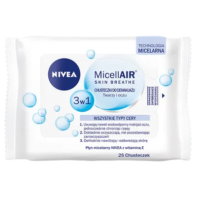 Nivea MicellAIR Skin Breathe, Micellar Wipes 3 in 1 (Chusteczki micelarne do demakijażu 3 w 1)