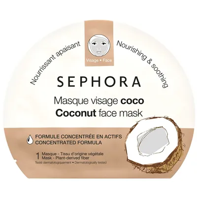 Sephora Collection, Coconut Face Mask (Maseczka z tkaniny do twarzy odżywcza i kojąca)