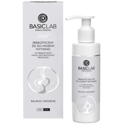 BasicLab Dermocosmetics Intimis, Prebiotyczny żel do higieny intymnej z 3% prebiotyków, kwasem laktobionowym i trehalozą