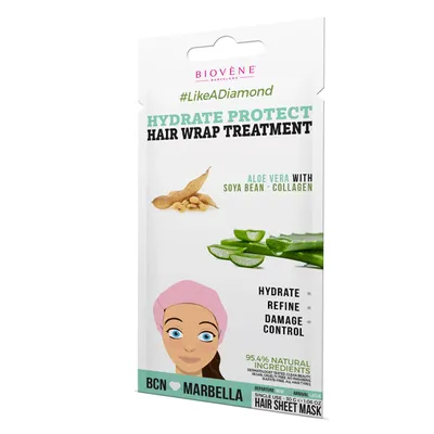 Biovene Barcelona #Likeadiamond, Hydrate Protect Hair Wrap Treatment (Maseczka do włosów w czepku `Aloes`)