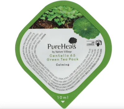Pure Heals Centella 65 Green Tea Pack (Łagodząca maska z wąkrotą azjatycką i zieloną herbatą)