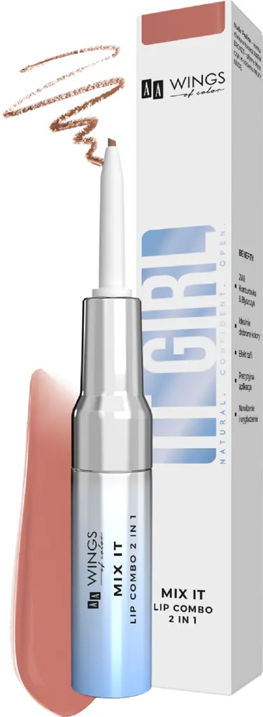 AA Wings of Color Mix It, Lip Combo 2 in 1 (Konturówka i błyszczyk do ust 2w1)