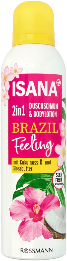 Isana Brazil Feeling, 2in1 Duschschaum & Bodylotion (Pianka myjąca i balsam do ciała 2w1)
