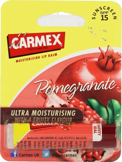 Carma Laboratories Carmex, Moisturising Lip Balm Pomegranate (Nawilżający balsam do ust w sztyfcie o smaku owocowym)