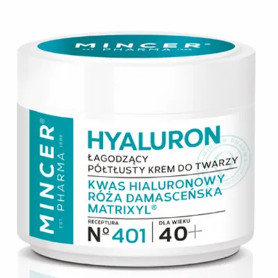 Mincer Pharma Hyaluron, Łagodzący półtłusty krem do twarzy 40+ No. 401