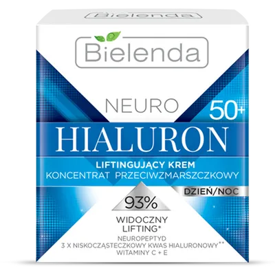 Bielenda Neuro Hialuron, Liftingujący krem - koncentrat przeciwzmarszczkowy na dzień i na noc 50+