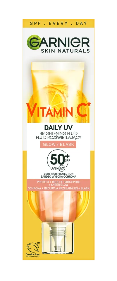 Garnier Skin Naturals, Vitamin C, Glow Daily UV Brightening Fluid SPF 50+ (Fluid nadający blask)