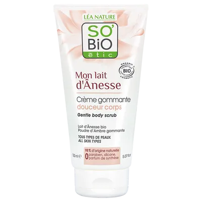 SO'BiO Etic Mon Lait d’Anesse, Creme de Gommage Douceur [Gentle Body Scrub] (Jedwabisty krem peelingujący do ciała z mlekiem oślim)