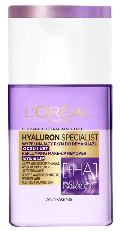 L'Oreal Paris Hyaluron Specialist, Replumping Make - Up Remover Eye & Lip (Wypełniający płyn do demakijażu oczu i ust)