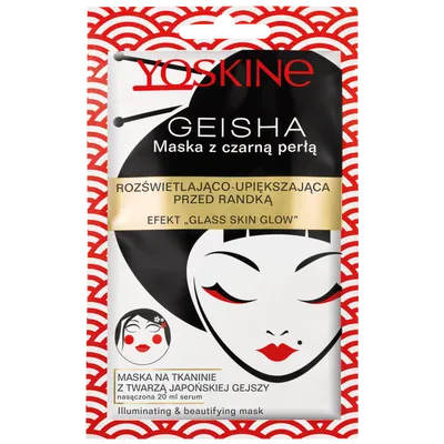 Yoskine Rozświetlająco-upiększająca przed randką maska z czarną perłą `Geisha`