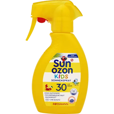 SunOzon Kids,  Sonnenspray LSF 30 (Emulsja w sprayu do opalania SPF 30 wysoka ochrona (nowa wersja))