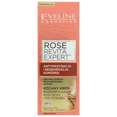 Eveline Cosmetics Rose Revita Expert, Różany krem rozświetlający pod oczy i na powieki SPF 10