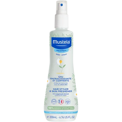 Mustela Bebe, Hair Styler & Skin Freshener (Odświeżający spray do włosów ułatwiający rozczesywanie dla dzieci)