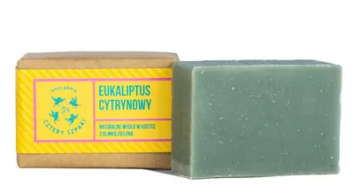 Mydlarnia Cztery Szpaki Naturalne mydło w kostce z glinką zieloną `Eukaliptus cytrynowy`