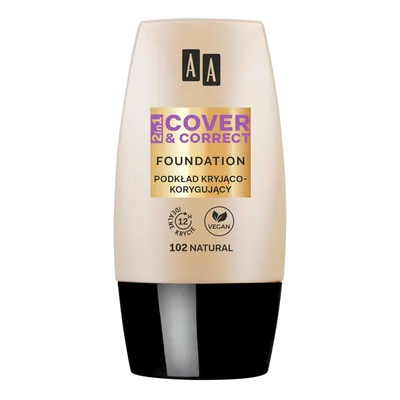 AA Make Up, 2 in 1 Cover & Correct Foundation  12h (Podkład kryjąco-korygujący (nowa wersja))