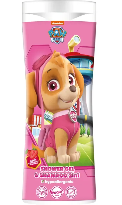 Nickelodeon Paw Patrol, Shower Gel & Shampoo 2in1 (Żel pod prysznic i szampon o zapachu truskawki)