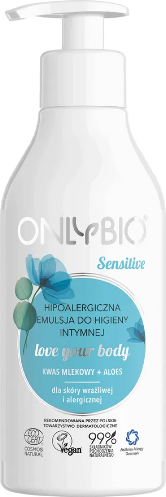 OnlyBio Love Your Body, Hipoalergiczna emulsja do higieny intymnej `Sensitive`