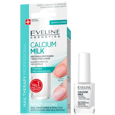 Eveline Cosmetics Nail Therapy Professional, Calcium Milk, Nawilżająca odżywka do paznokci z wapniem i proteinami mleka